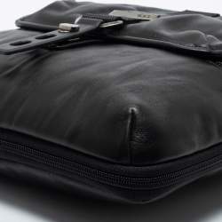 Tumi Black Leather Alpha Bravo Arnold Zip Flap Expandable Messenger Bag