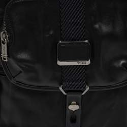 Tumi Black Leather Alpha Bravo Arnold Zip Flap Expandable Messenger Bag