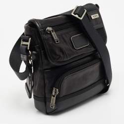 Pre Owned Tumi Dark Brown Leather Alpha Bravo Barstow Crossbody Bag