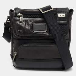 Pre Owned Tumi Dark Brown Leather Alpha Bravo Barstow Crossbody Bag
