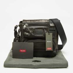 Tumi Dark Brown/Black Leather Alpha Bravo Barstow Messenger Bag