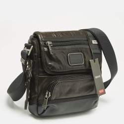 Tumi Dark Brown/Black Leather Alpha Bravo Barstow Messenger Bag
