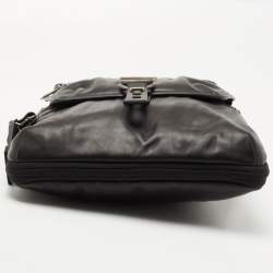 Tumi Black Leather Alpha Bravo Arnold Zip Flap Expandable Messenger Bag