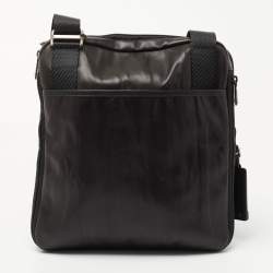 Tumi Black Leather Alpha Bravo Arnold Zip Flap Expandable Messenger Bag