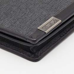 Pre Owned Tumi Grey/Black Fabric And Leather Bifold Card Case