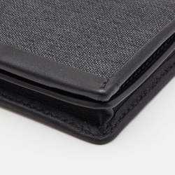 Pre Owned Tumi Grey/Black Fabric And Leather Bifold Card Case
