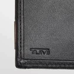 Pre Owned Tumi Grey/Black Fabric And Leather Bifold Card Case