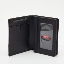 Pre Owned Tumi Grey/Black Fabric And Leather Bifold Card Case