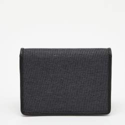 Pre Owned Tumi Grey/Black Fabric And Leather Bifold Card Case