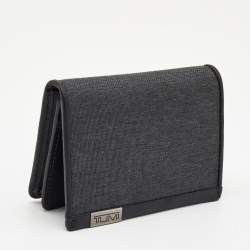 Pre Owned Tumi Grey/Black Fabric And Leather Bifold Card Case