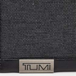 Pre Owned Tumi Grey/Black Fabric And Leather Bifold Card Case