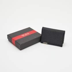 Pre Owned Tumi Grey/Black Fabric And Leather Bifold Card Case