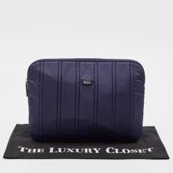 TUMI Navy Blue Stripe Nylon Laptop Sleeve 