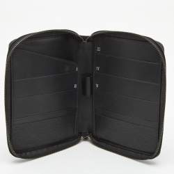 Tumi Black Leather Zip Around Clutch Organizer