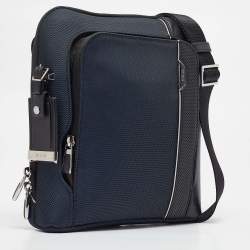 Pre Owned TUMI Blue/Black Nylon and Leather Arrive Olten Messenger Bag 