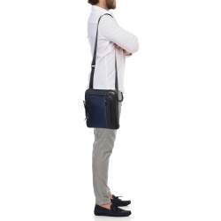 Pre Owned TUMI Blue/Black Nylon and Leather Arrive Olten Messenger Bag 