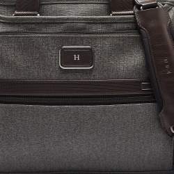TUMI Grey/Brown Coated Canvas and Leather Alpha 2 Slim Deluxe Portfolio Bag