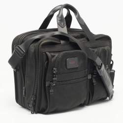 TUMI Black Nylon Alpha Organizer Portfolio Brief Bag