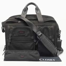 TUMI Black Nylon Alpha Organizer Portfolio Brief Bag