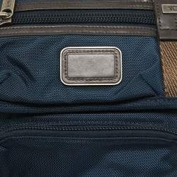 TUMI Navy Blue/Brown Leather and Nylon Alpha Bravo Barstow Messenger Bag
