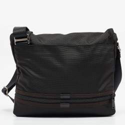 Pre Owned TUMI Black/Brown Nylon and Leather Alpha Bravo Beale Messenger Bag