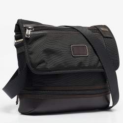 Pre Owned TUMI Black/Brown Nylon and Leather Alpha Bravo Beale Messenger Bag