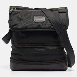 Pre Owned TUMI Black/Brown Nylon and Leather Alpha Bravo Beale Messenger Bag