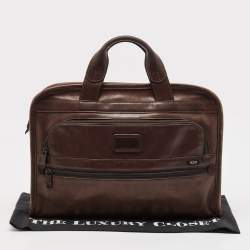 Pre Owned TUMI Brown Leather Alpha Slim Briefcase