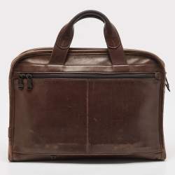 Pre Owned TUMI Brown Leather Alpha Slim Briefcase