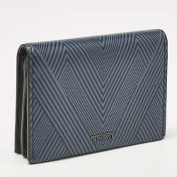 TUMI Blue/Black Printed Leather Gusseted Card Case
