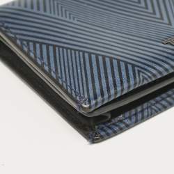 TUMI Blue/Black Printed Leather Gusseted Card Case