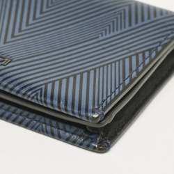 TUMI Blue/Black Printed Leather Gusseted Card Case