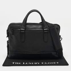 Pre Owned Tumi Black Leather Double Zip Briefcase Bag