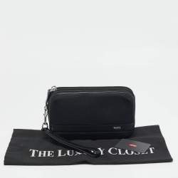 Pre Owned TUMI Black Nylon Alpha Triple Zip Clutch