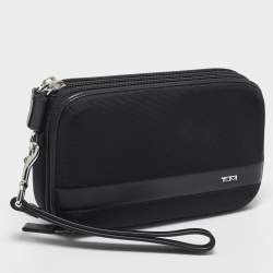 Pre Owned TUMI Black Nylon Alpha Triple Zip Clutch