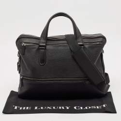 Tumi Black Leather Harrison Double Zip Briefcase Bag