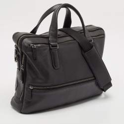 Tumi Black Leather Harrison Double Zip Briefcase Bag