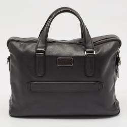 Tumi Black Leather Harrison Double Zip Briefcase Bag