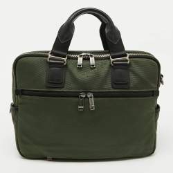 Pre Owned Tumi Olive Green Fabric Alpha Bravo Everett Essential Briefcase