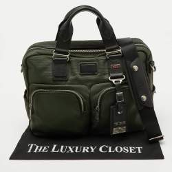 Pre Owned Tumi Olive Green Fabric Alpha Bravo Everett Essential Briefcase