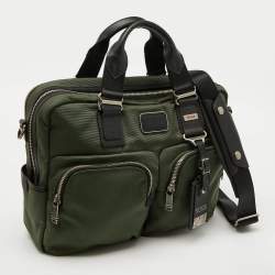 Pre Owned Tumi Olive Green Fabric Alpha Bravo Everett Essential Briefcase