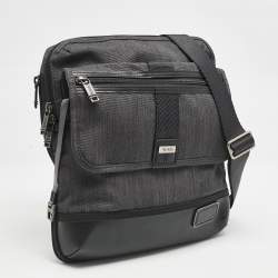 TUMI Dark Grey/Black Canvas East Ridge Expandable Zip Messenger Bag