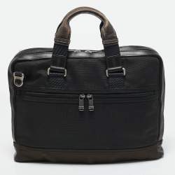 TUMI Black/Brown Nylon Alpha Bravo Andrews Slim Briefcase