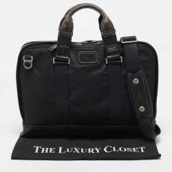 TUMI Black/Brown Nylon Alpha Bravo Andrews Slim Briefcase