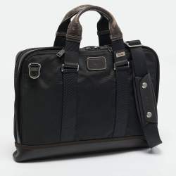 TUMI Black/Brown Nylon Alpha Bravo Andrews Slim Briefcase
