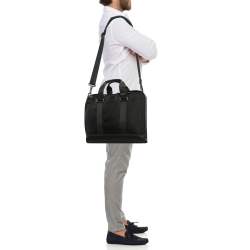 TUMI Black/Brown Nylon Alpha Bravo Andrews Slim Briefcase