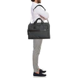 TUMI Grey/Brown Fabric and Leather Alpha 3 Slim Three Way Laptop Bag