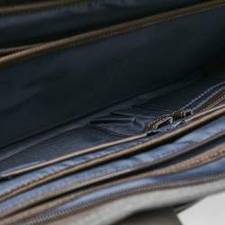 TUMI Grey/Brown Fabric and Leather Alpha 3 Slim Three Way Laptop Bag