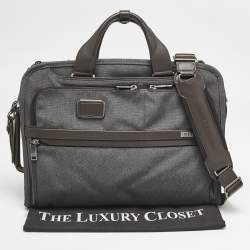 TUMI Grey/Brown Fabric and Leather Alpha 3 Slim Three Way Laptop Bag