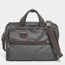 TUMI Grey/Brown Fabric and Leather Alpha 3 Slim Three Way Laptop Bag